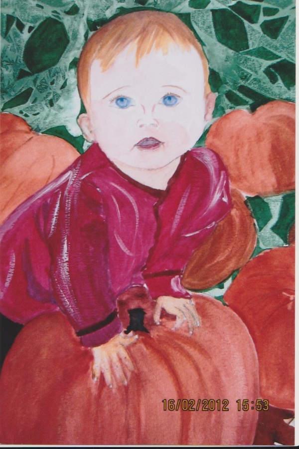Baby at pumpkin patch